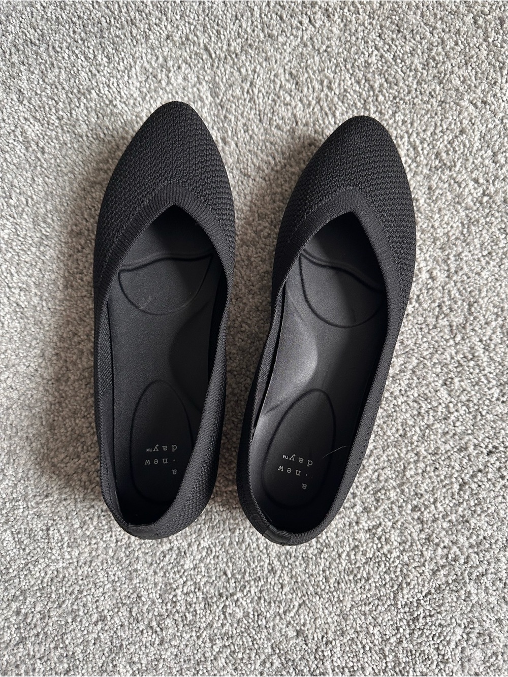 Black Women's Knit Ballet Flats - Comfortable Slip-On